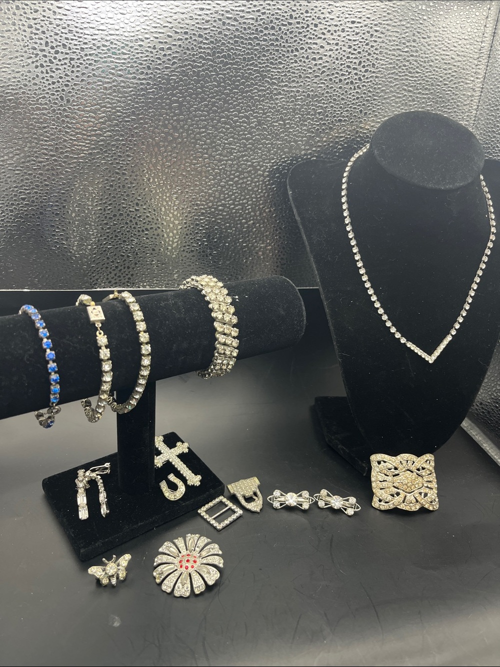 16 PC vintage glam Lot Rhinestone costume bling jewelry 50’s formal prom bride
